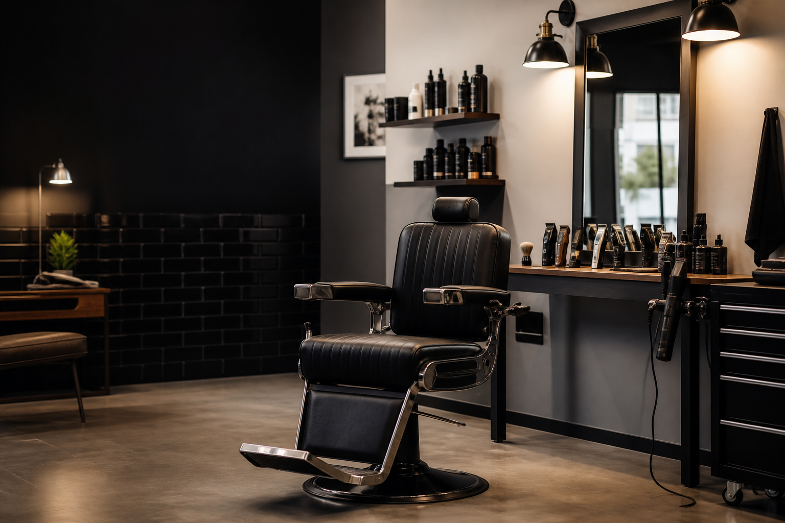Interior moderno de uma barbearia